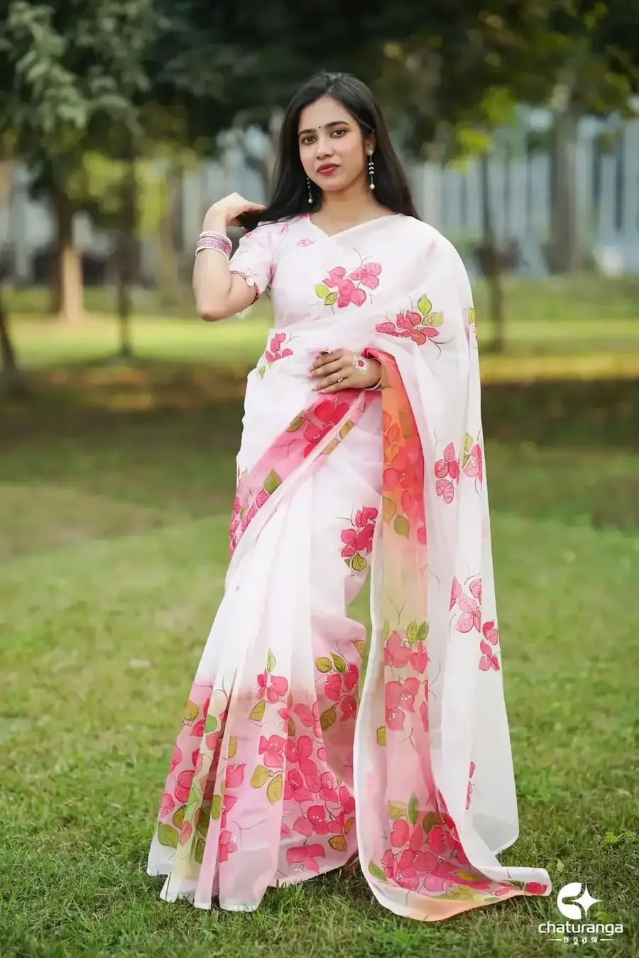 handpainted saree