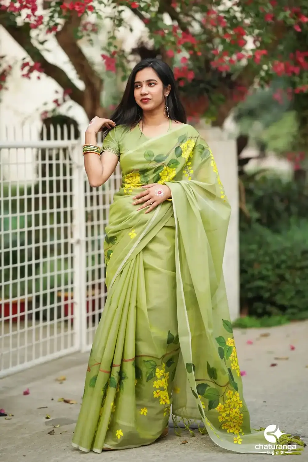 handpainted saree