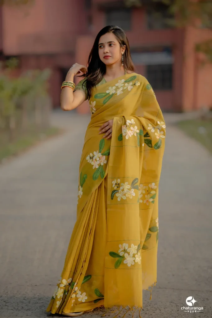 handpainted saree