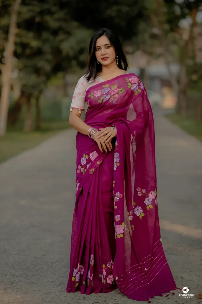 handpainted saree