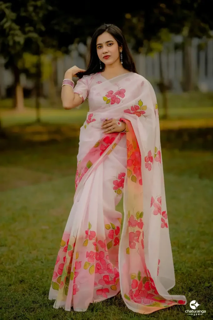 handpainted saree