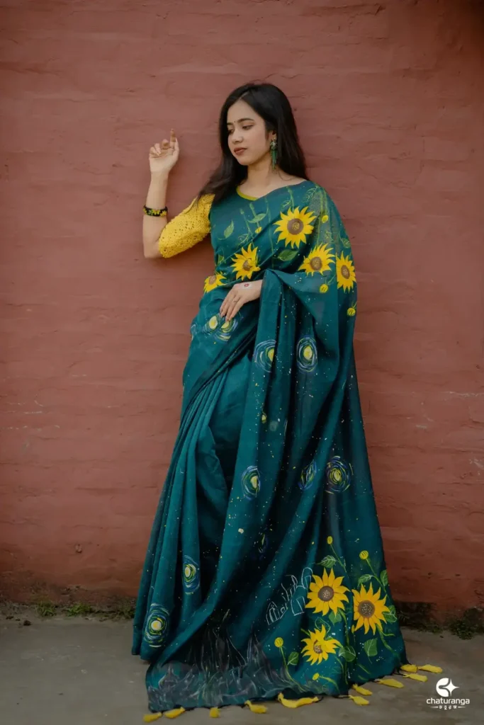 handpainted saree