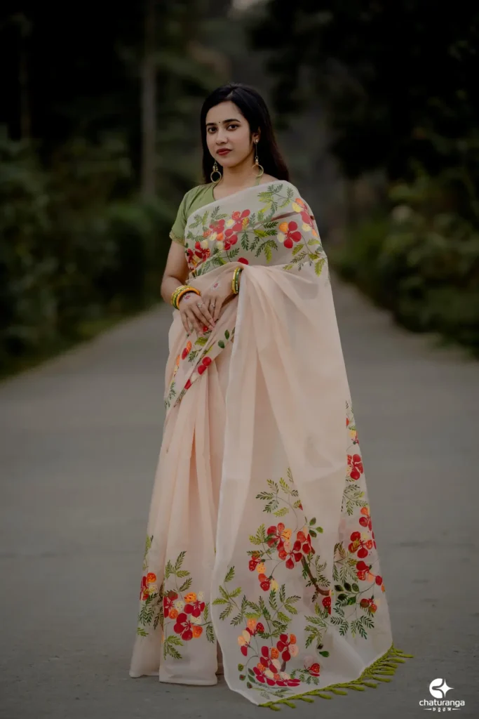 handpainted saree